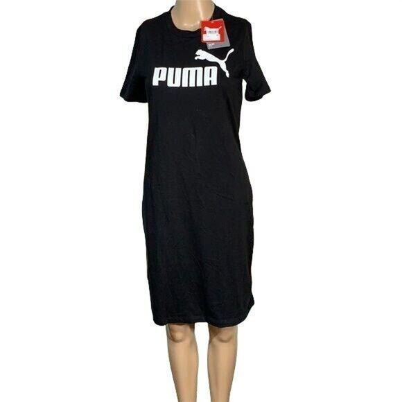 Puma Womens T Shirt Dress Casual Athletic Logo Pullover Slim Fit Black Small - Picture 1 of 16